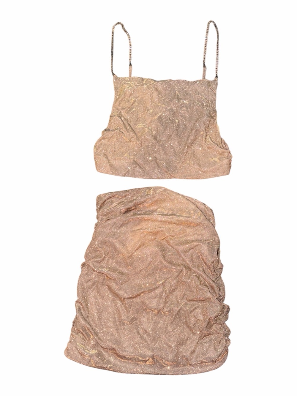 Sparkle Backless Two-Piece Dress in Rose Gold